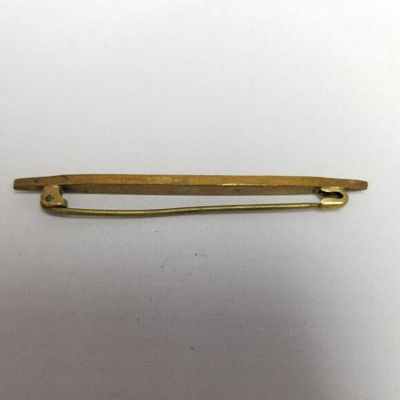 Vintage Skinny Pink Purple Rhinestone Bar Brooch, Gold Tone Setting, Estate - Picture 3 of 8